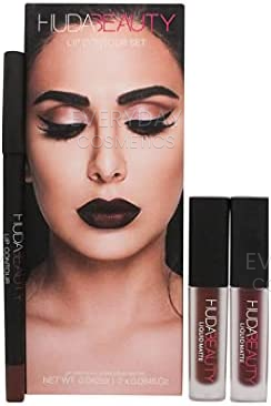 Huda Beauty Vixen & Famous Lip Contour Gift Set 2 x 1.9ml Liquid Lipsticks + 1.2g Lip Liner