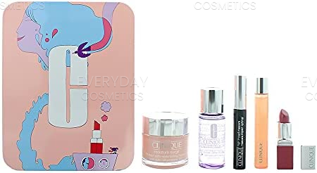 Clinique Limited Edition Travel Jet Set Gift Set 75ml Moisture Surge Hydrator Gel Cream + 50ml Take The Day Off Make-Up Remover + 7ml Mascara - Black + 15ml All About Eyes Serum + 3.9g Lipstick - 14 Plum Pop