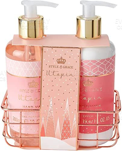 Style & Grace Utopia Luxury Hand Care Gift Set 280ml Hand Wash + 280ml Hand Lotion + Caddy