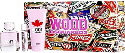 DSquared2 Wood For Her Gift Set 100ml EDT + 10ml EDT + 150ml Shower Gel