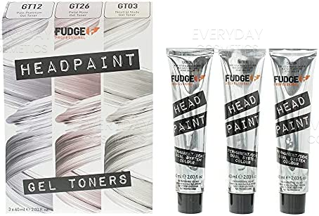 Fudge Professional Headpaint Gel Toners Trio Kit 60ml GT03 Neutral Nude Toner + 60ml GT12 Pale Platinum Toner + 60ml GT26 Petal Rose Toner