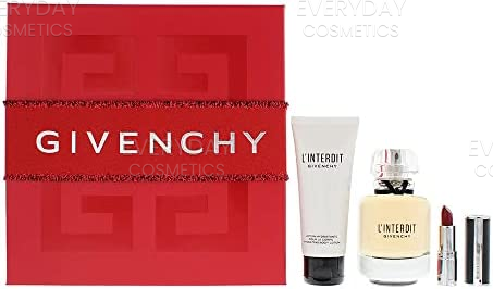 Givenchy L'Interdit Gift Set 80ml EDP + 75ml Body Lotion + 1.5g Le Rouge Lipstick - 333 L'Interdit