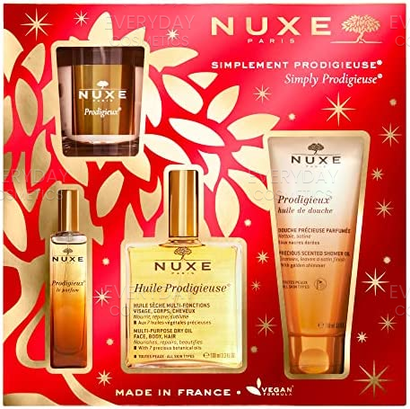 Nuxe Simply Prodigieuse Gift Set 100ml Huile Prodigieuse Dry Oil + 15ml Prodigieux le Parfum EDP + 100ml Prodigieux Shower Oil + 70g Prodigieuse Candle