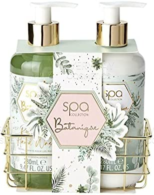 Style & Grace Spa Botanique Luxury Handcare Gift Set Eco Packaging 280ml Hand Wash + 280ml Hand Lotion + Metallic Basket